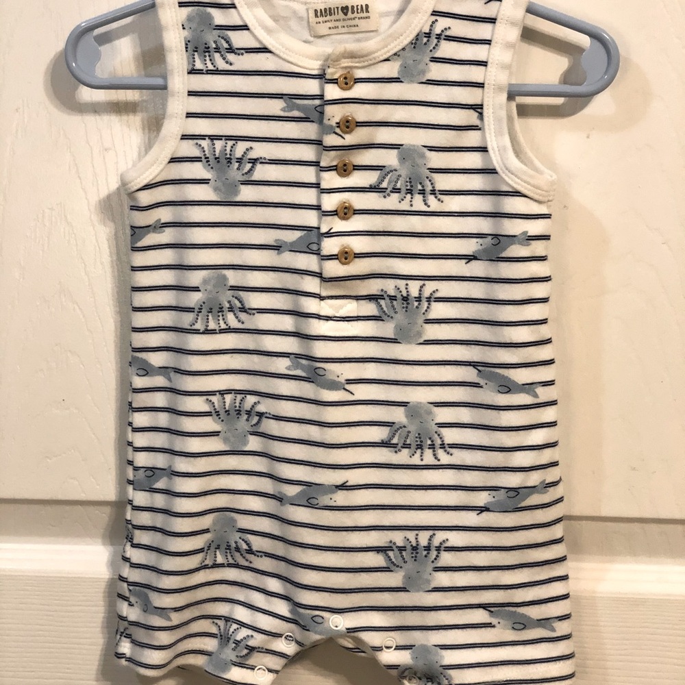 Rabbit+Bear Organic Narwhal and Octopus Romper
